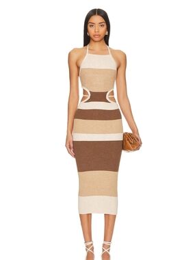 Emlyn Stripe Knit Dress In Neutrals